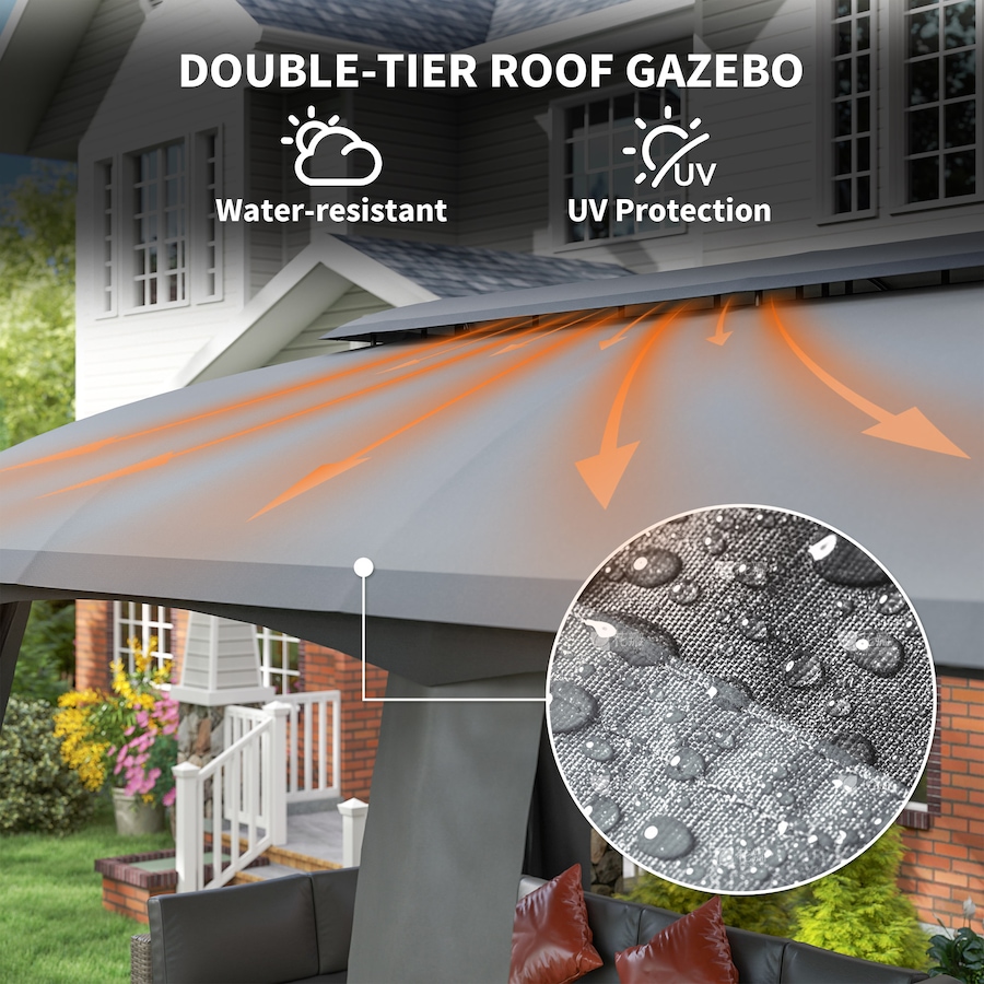 Image 987907_ALTMORE3.jpg, Product 987-907 / Price $609.99, Outsunny 10' x 20' Patio Gazebo Canopy with Netting Dark Grey from Outsunny on TSC.ca's Home & Garden department