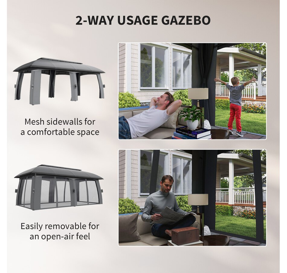 Image 987907_ALTMORE4.jpg, Product 987-907 / Price $459.99, Outsunny 10' x 20' Patio Gazebo Canopy with Netting Dark Grey from Outsunny on TSC.ca's Home & Garden department