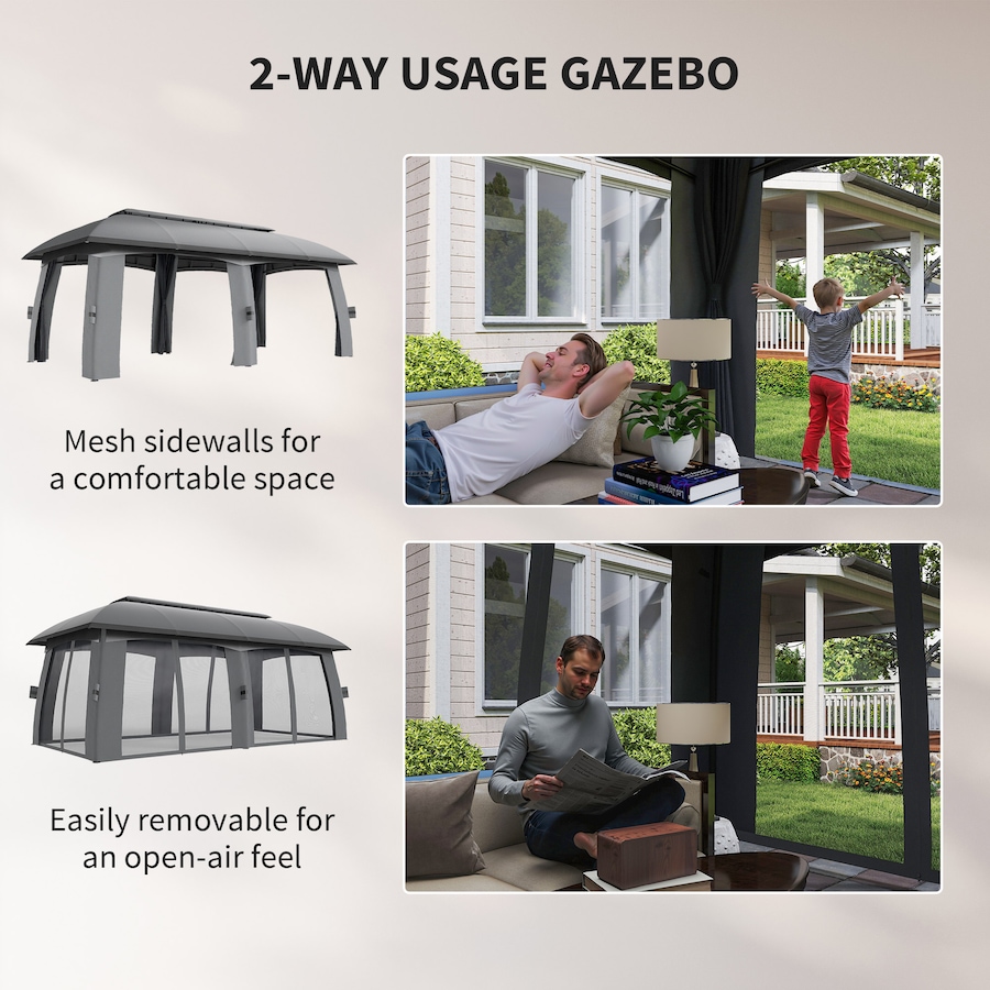 Image 987907_ALTMORE4.jpg, Product 987-907 / Price $609.99, Outsunny 10' x 20' Patio Gazebo Canopy with Netting Dark Grey from Outsunny on TSC.ca's Home & Garden department