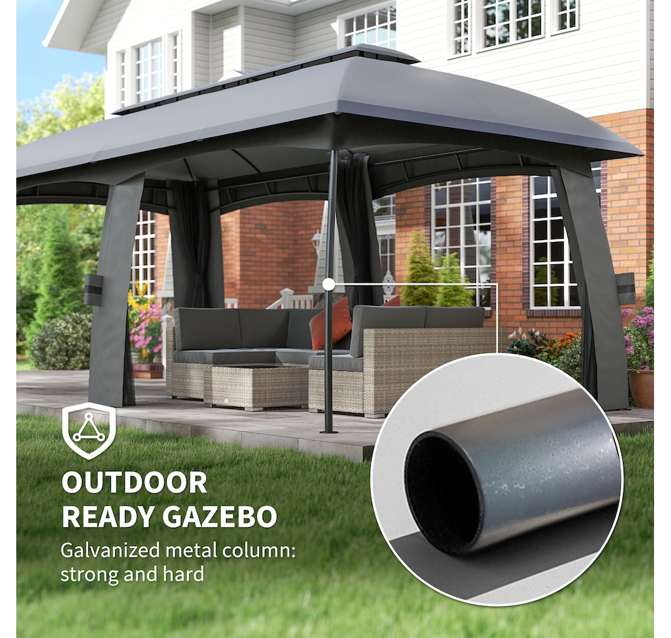 Image 987907_ALTMORE5.jpg, Product 987-907 / Price $459.99, Outsunny 10' x 20' Patio Gazebo Canopy with Netting Dark Grey from Outsunny on TSC.ca's Home & Garden department