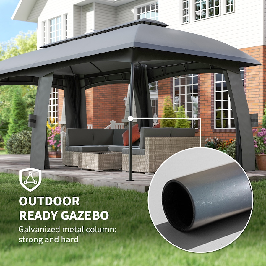 Image 987907_ALTMORE5.jpg, Product 987-907 / Price $609.99, Outsunny 10' x 20' Patio Gazebo Canopy with Netting Dark Grey from Outsunny on TSC.ca's Home & Garden department