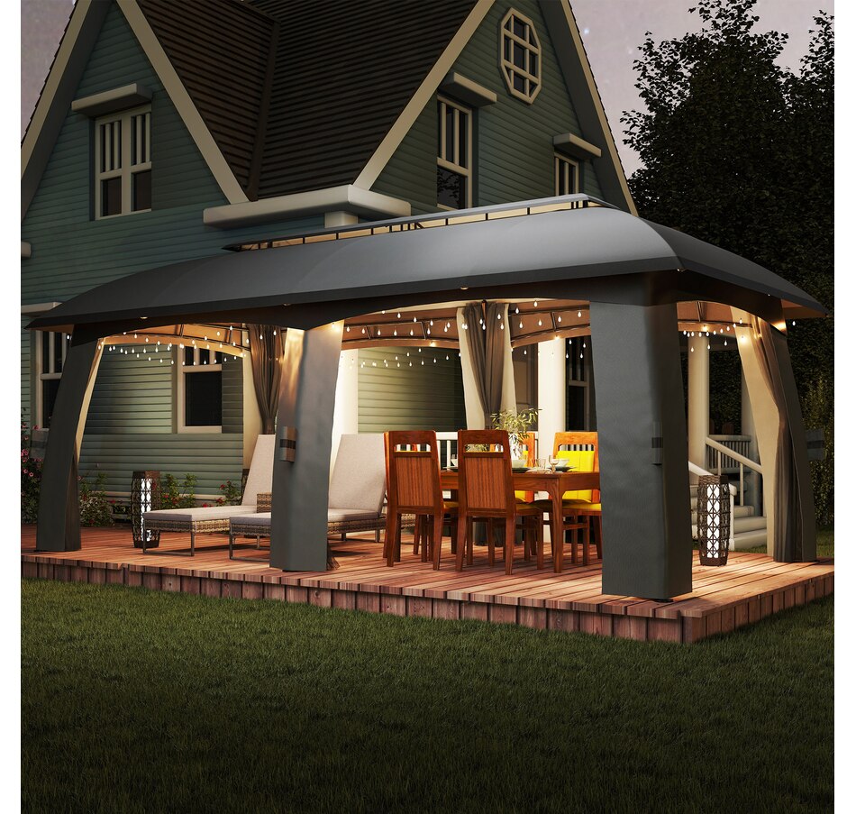 Image 987907_ALTMORE7.jpg, Product 987-907 / Price $459.99, Outsunny 10' x 20' Patio Gazebo Canopy with Netting Dark Grey from Outsunny on TSC.ca's Home & Garden department