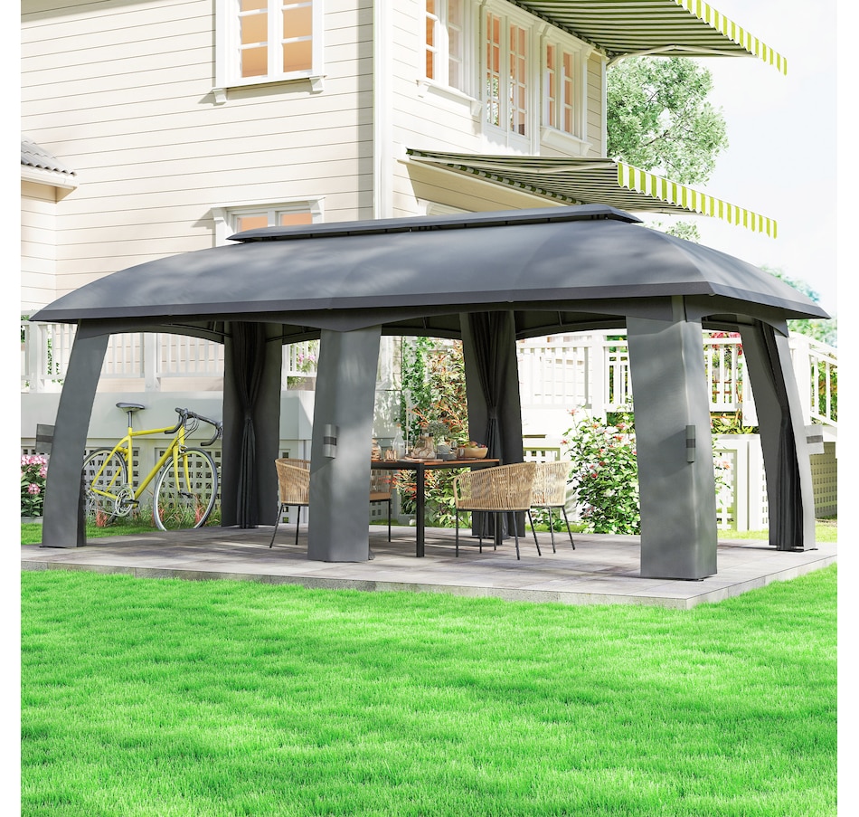 Image 987907_ALTMORE8.jpg, Product 987-907 / Price $459.99, Outsunny 10' x 20' Patio Gazebo Canopy with Netting Dark Grey from Outsunny on TSC.ca's Home & Garden department