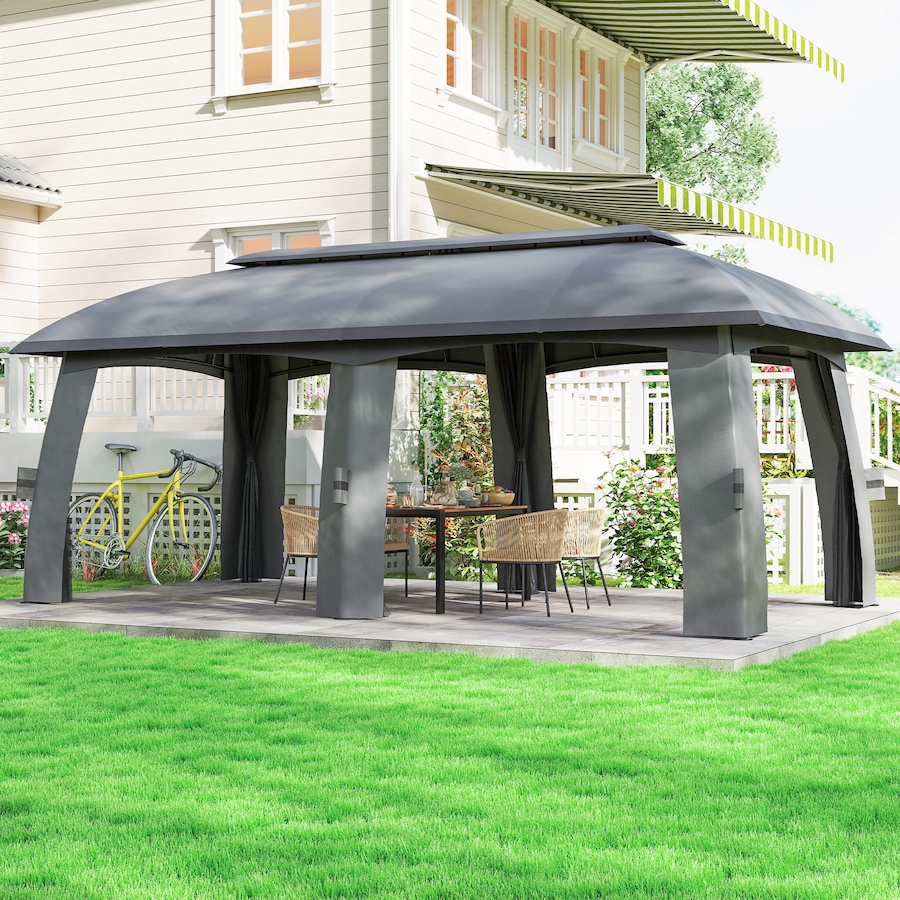 Image 987907_ALTMORE8.jpg, Product 987-907 / Price $609.99, Outsunny 10' x 20' Patio Gazebo Canopy with Netting Dark Grey from Outsunny on TSC.ca's Home & Garden department