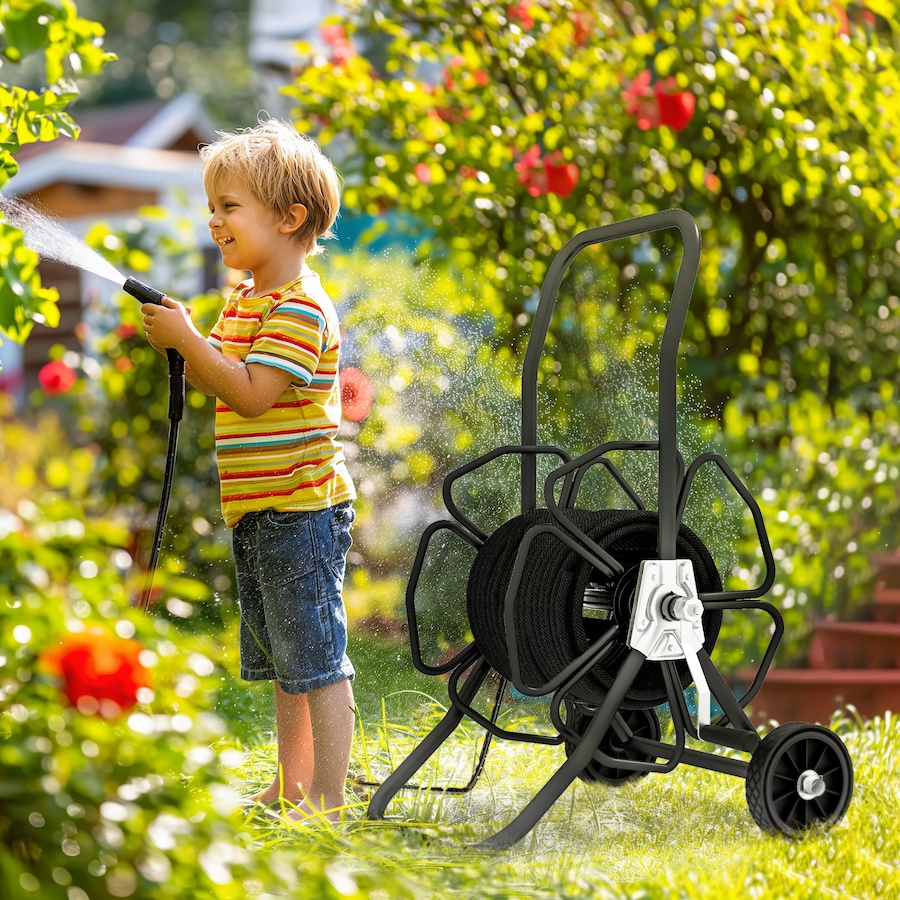 Image 987909_ALTMORE1.jpg, Product 987-909 / Price $95.99, Outsunny 98 ft of 5/8" Hose Reel Cart, Hose Not Included, Black from Outsunny on TSC.ca's Home & Garden department