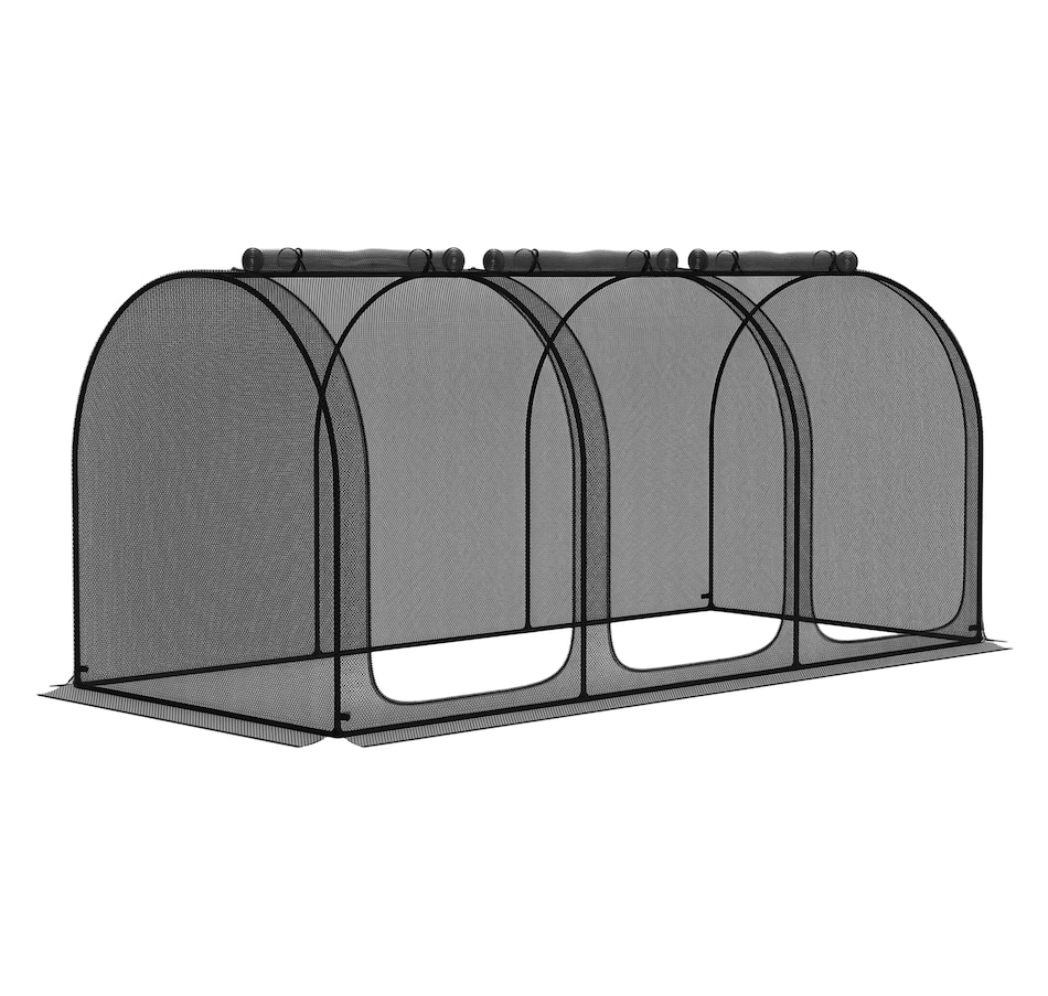 Image 987910.png, Product 987-910 / Price $79.99, Outsunny 9 x 4ft Crop Cage with 3 Zippered Doors and Ground Stakes Black from Outsunny on TSC.ca's Home & Garden department