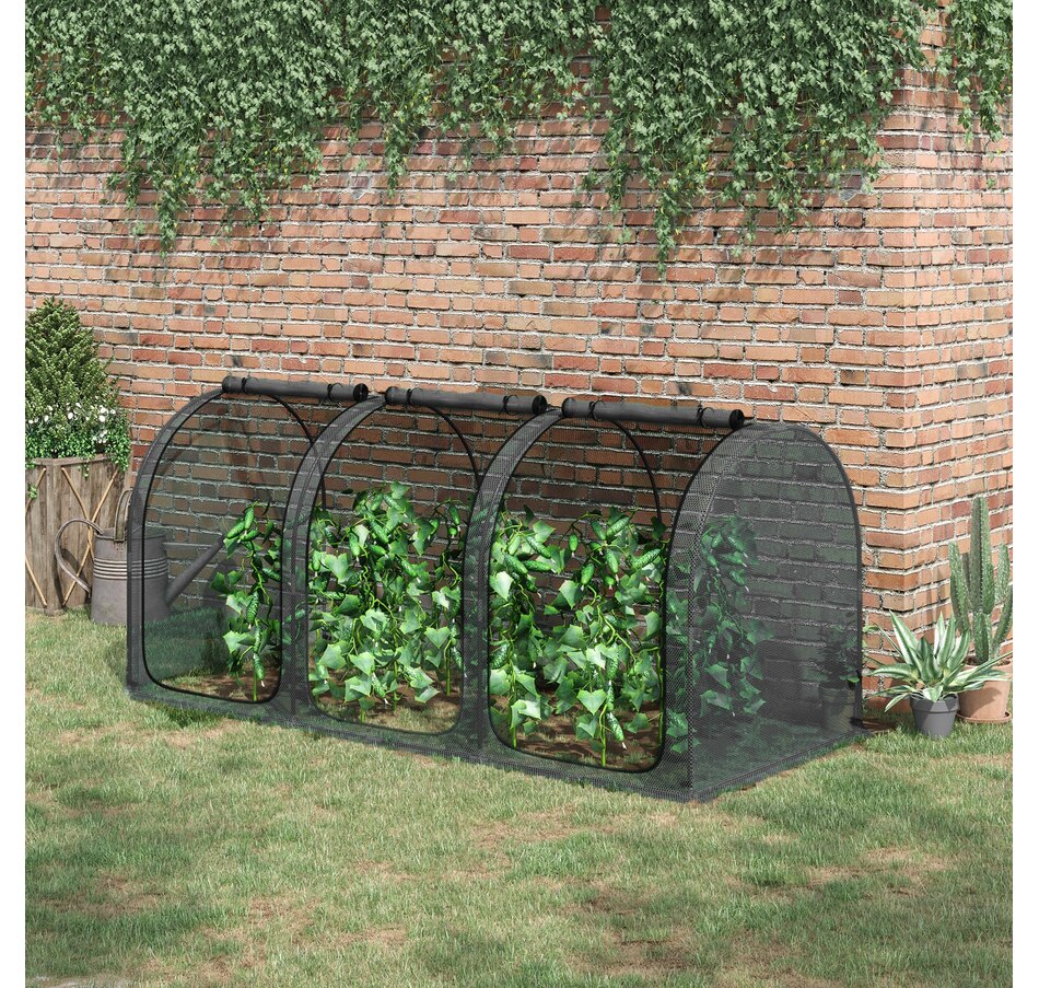 Image 987910_ALTMORE1.jpg, Product 987-910 / Price $79.99, Outsunny 9 x 4ft Crop Cage with 3 Zippered Doors and Ground Stakes Black from Outsunny on TSC.ca's Home & Garden department