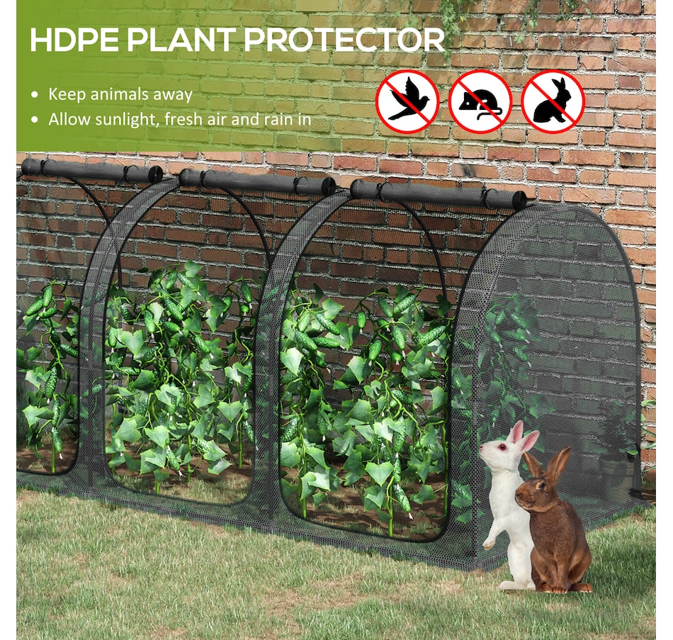 Image 987910_ALTMORE3.jpg, Product 987-910 / Price $79.99, Outsunny 9 x 4ft Crop Cage with 3 Zippered Doors and Ground Stakes Black from Outsunny on TSC.ca's Home & Garden department