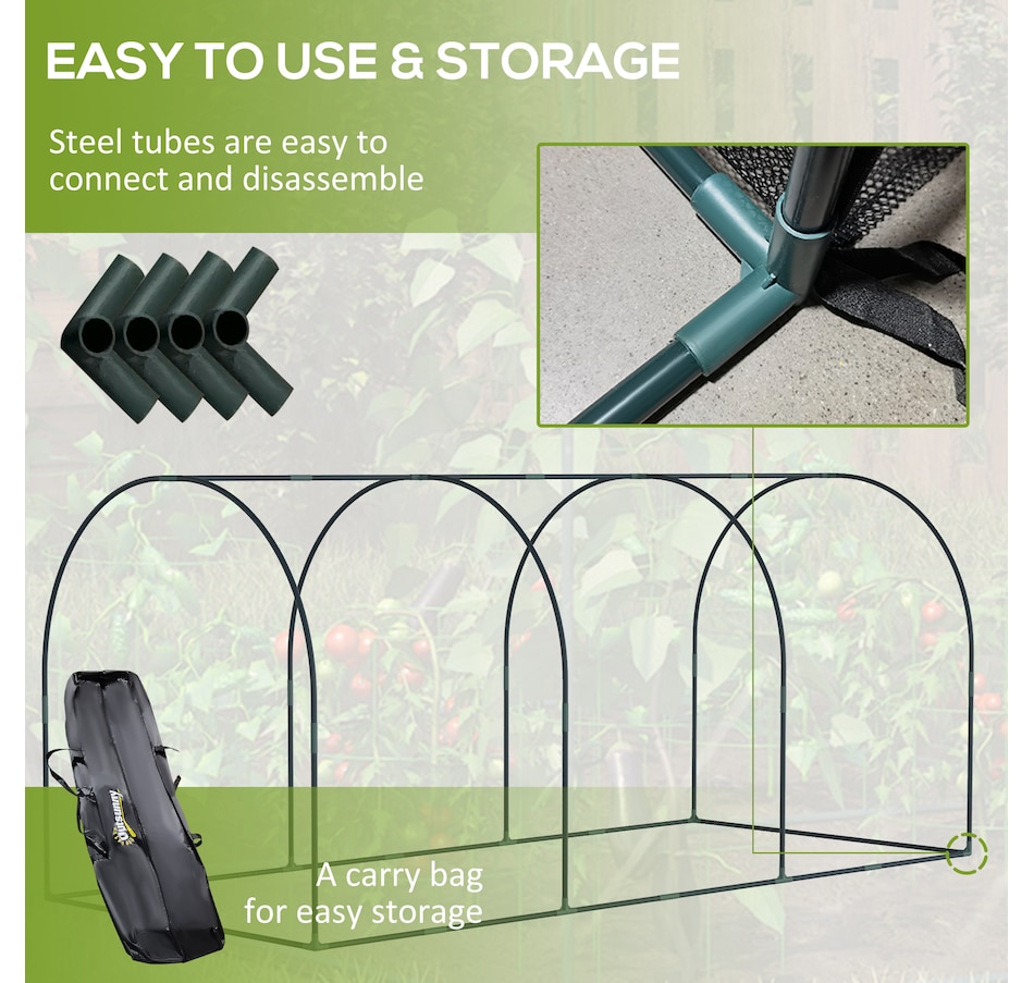 Image 987910_ALTMORE4.jpg, Product 987-910 / Price $79.99, Outsunny 9 x 4ft Crop Cage with 3 Zippered Doors and Ground Stakes Black from Outsunny on TSC.ca's Home & Garden department