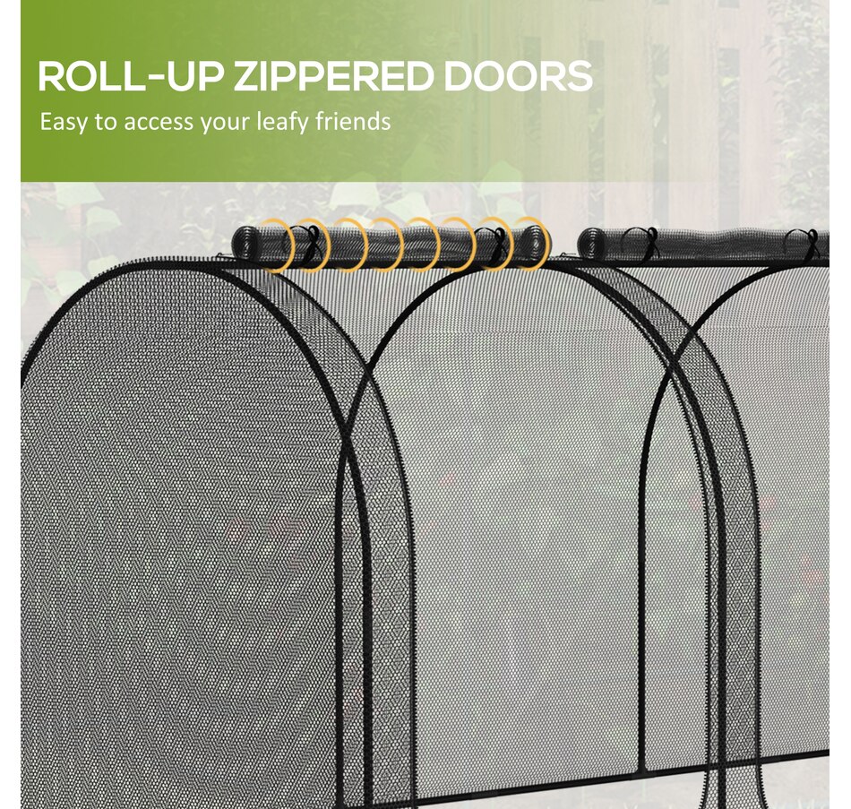 Image 987910_ALTMORE5.jpg, Product 987-910 / Price $79.99, Outsunny 9 x 4ft Crop Cage with 3 Zippered Doors and Ground Stakes Black from Outsunny on TSC.ca's Home & Garden department
