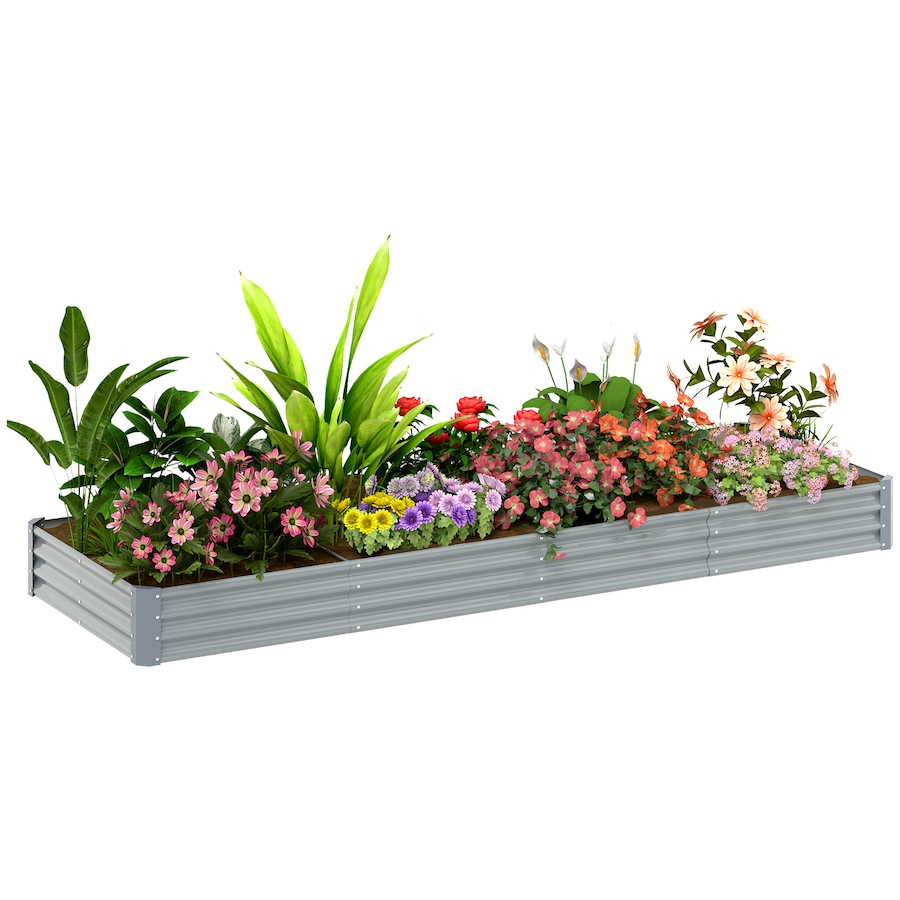 Image 987916.jpg, Product 987-916 / Price $89.99, Outsunny 12x4x1ft Galvanized Raised Garden Bed, Open Bottom, Silver from Outsunny on TSC.ca's Home & Garden department
