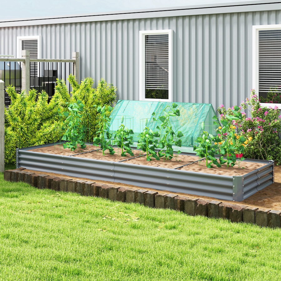 Image 987916_ALTMORE1.jpg, Product 987-916 / Price $89.99, Outsunny 12x4x1ft Galvanized Raised Garden Bed, Open Bottom, Silver from Outsunny on TSC.ca's Home & Garden department