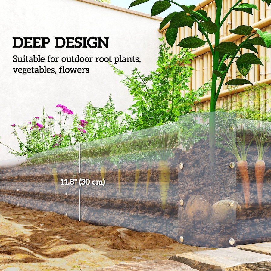 Image 987916_ALTMORE3.jpg, Product 987-916 / Price $89.99, Outsunny 12x4x1ft Galvanized Raised Garden Bed, Open Bottom, Silver from Outsunny on TSC.ca's Home & Garden department