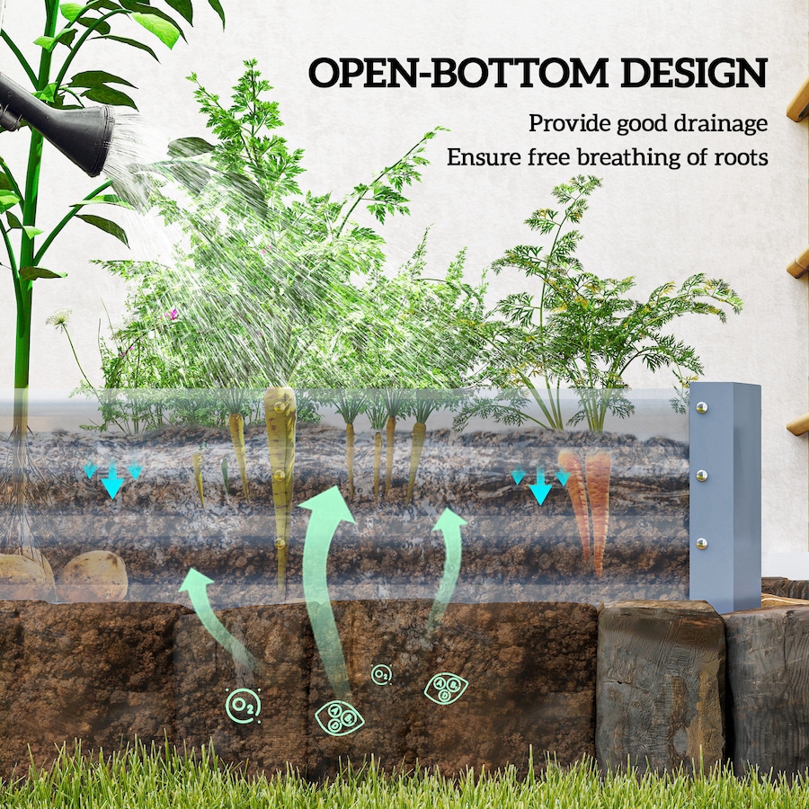 Image 987916_ALTMORE5.jpg, Product 987-916 / Price $89.99, Outsunny 12x4x1ft Galvanized Raised Garden Bed, Open Bottom, Silver from Outsunny on TSC.ca's Home & Garden department