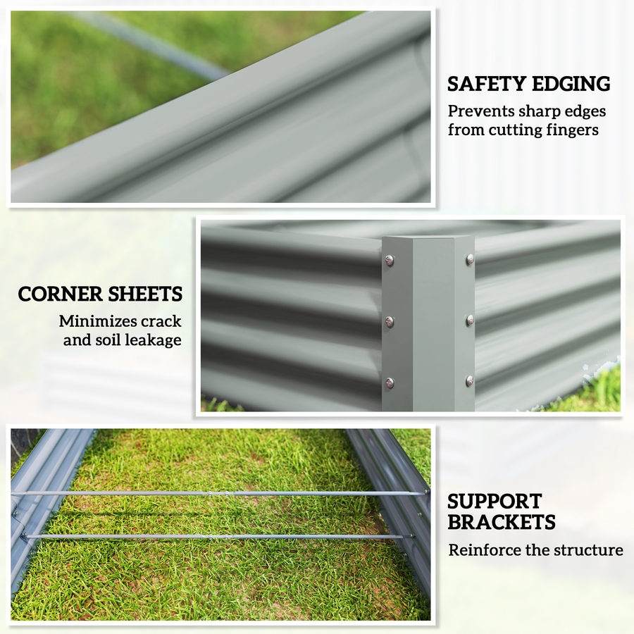 Image 987916_ALTMORE6.jpg, Product 987-916 / Price $89.99, Outsunny 12x4x1ft Galvanized Raised Garden Bed, Open Bottom, Silver from Outsunny on TSC.ca's Home & Garden department