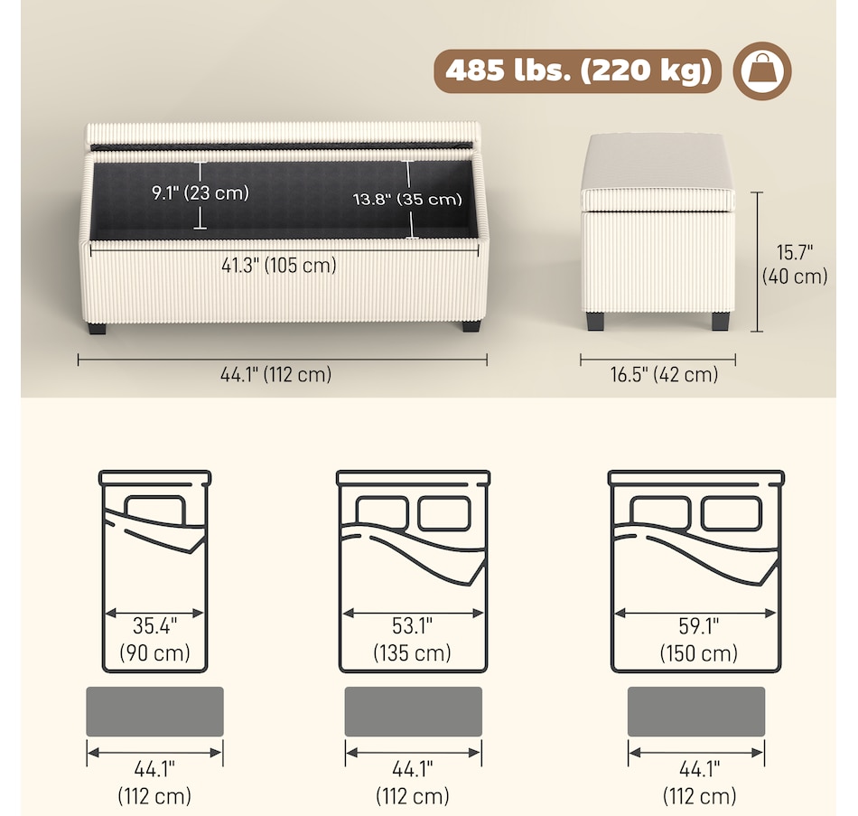 Image 987927_ALTMORE10.jpg, Product 987-927 / Price $119.99 - $129.99, HOMCOM 44 Inches Storage Ottoman Bench with Lid, Legs, Foot Rest from HOMCOM on TSC.ca's Home & Garden department