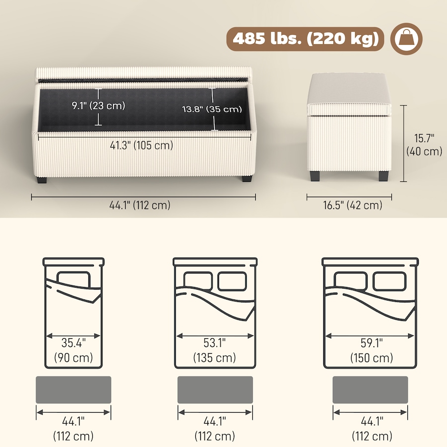 Image 987927_ALTMORE10.jpg, Product 987-927 / Price $116.39 - $119.30, HOMCOM 44 Inches Storage Ottoman Bench with Lid, Legs, Foot Rest from HOMCOM on TSC.ca's Home & Garden department