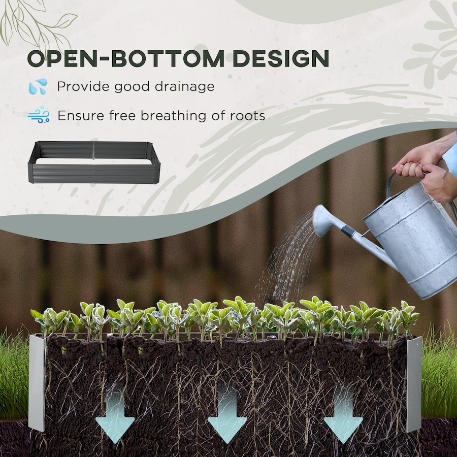 Image 987930_ALTMORE3.jpg, Product 987-930 / Price $79.99, Outsunny Raised Garden Bed with 2 Trellis Tomato Cages, Dark Grey from Outsunny on TSC.ca's Home & Garden department