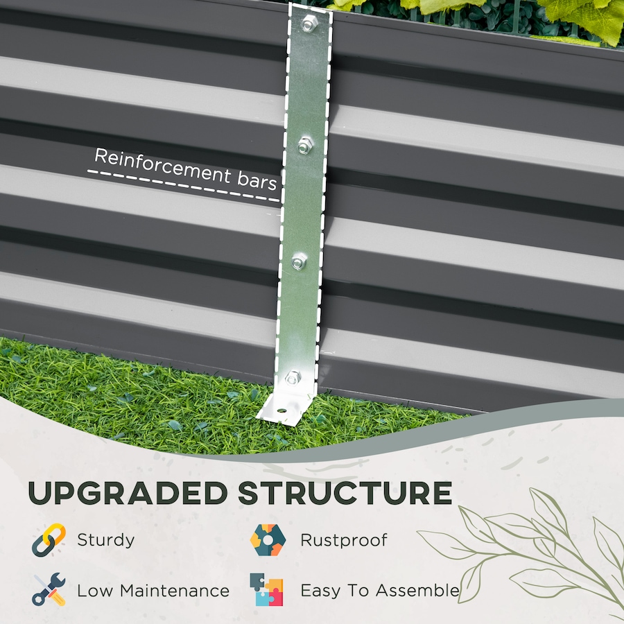 Image 987930_ALTMORE4.jpg, Product 987-930 / Price $79.99, Outsunny Raised Garden Bed with 2 Trellis Tomato Cages, Dark Grey from Outsunny on TSC.ca's Home & Garden department