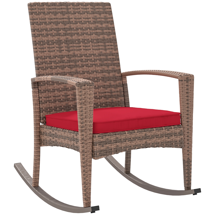 Image 987943.jpg, Product 987-943 / Price $133.99, Outsunny Outdoor PE Rattan Rocking Chair with Cushion Wine Red from Outsunny on TSC.ca's Home & Garden department