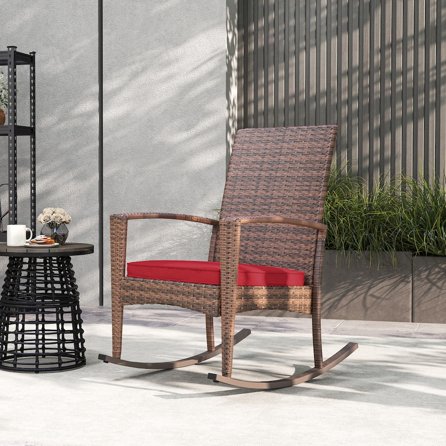Image 987943_ALTMORE1.jpg, Product 987-943 / Price $133.99, Outsunny Outdoor PE Rattan Rocking Chair with Cushion Wine Red from Outsunny on TSC.ca's Home & Garden department