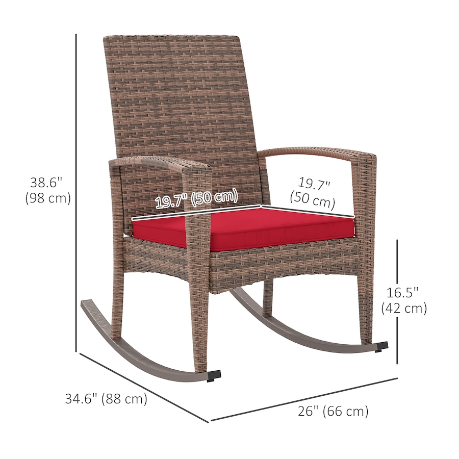 Image 987943_ALTMORE2.jpg, Product 987-943 / Price $133.99, Outsunny Outdoor PE Rattan Rocking Chair with Cushion Wine Red from Outsunny on TSC.ca's Home & Garden department