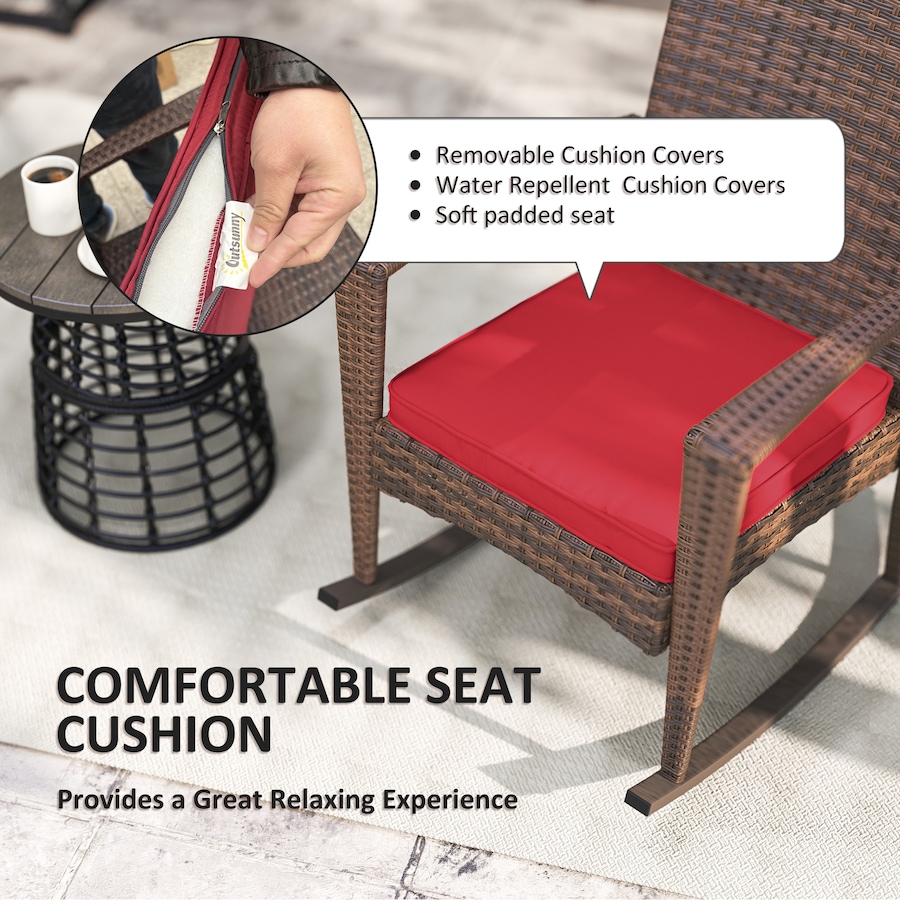 Image 987943_ALTMORE4.jpg, Product 987-943 / Price $133.99, Outsunny Outdoor PE Rattan Rocking Chair with Cushion Wine Red from Outsunny on TSC.ca's Home & Garden department