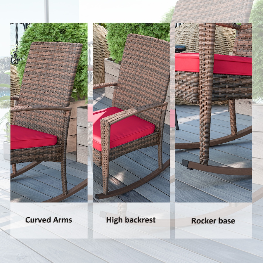 Image 987943_ALTMORE5.jpg, Product 987-943 / Price $133.99, Outsunny Outdoor PE Rattan Rocking Chair with Cushion Wine Red from Outsunny on TSC.ca's Home & Garden department