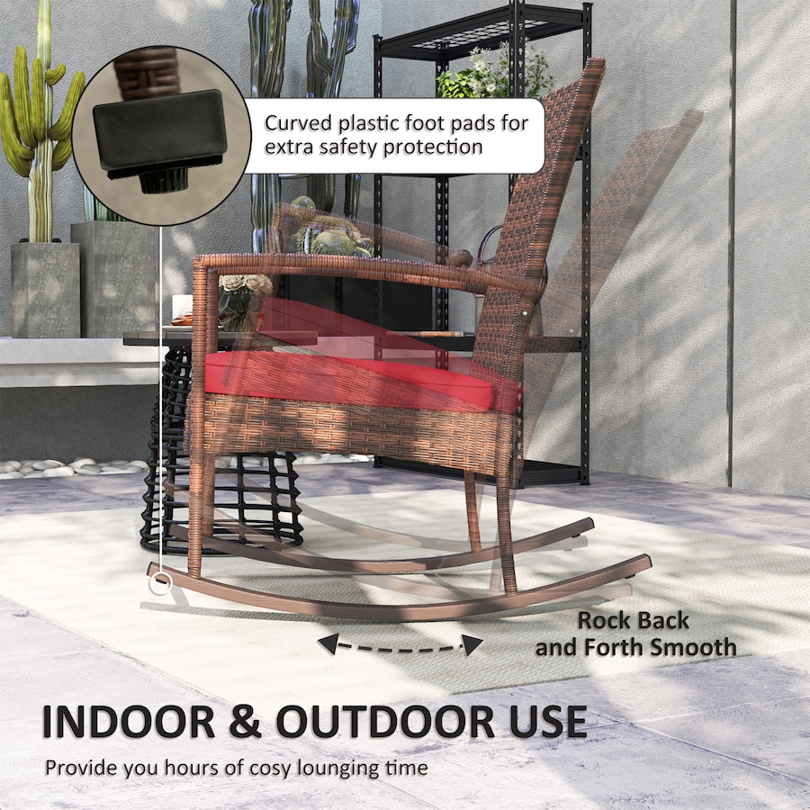 Image 987943_ALTMORE6.jpg, Product 987-943 / Price $133.99, Outsunny Outdoor PE Rattan Rocking Chair with Cushion Wine Red from Outsunny on TSC.ca's Home & Garden department