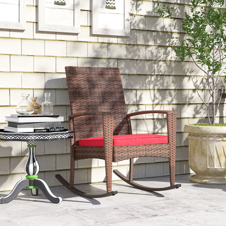 Image 987943_ALTMORE7.jpg, Product 987-943 / Price $133.99, Outsunny Outdoor PE Rattan Rocking Chair with Cushion Wine Red from Outsunny on TSC.ca's Home & Garden department