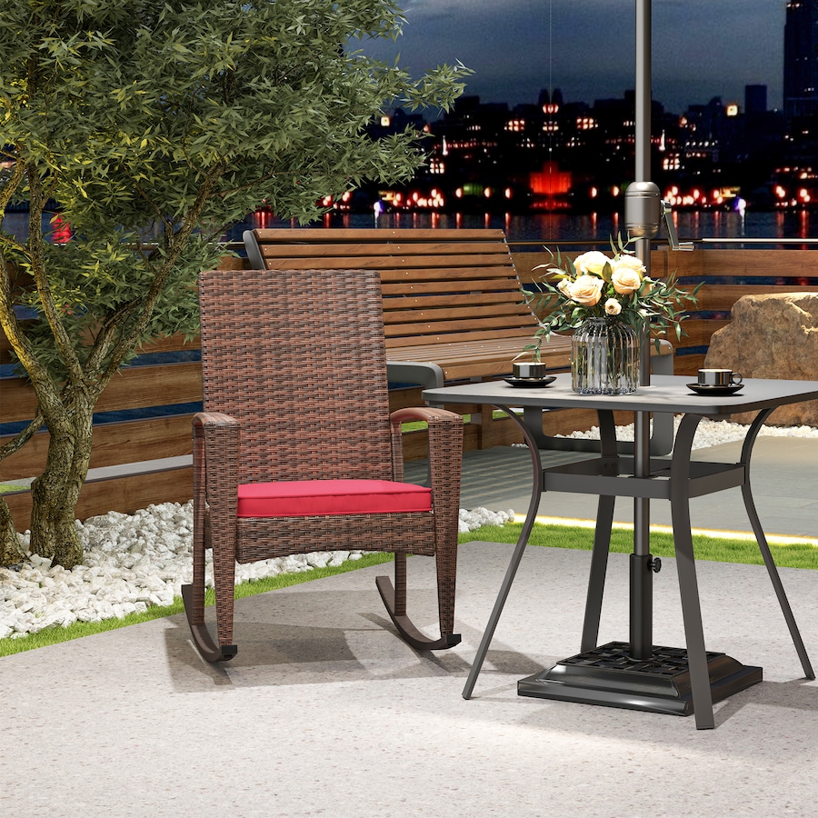 Image 987943_ALTMORE8.jpg, Product 987-943 / Price $133.99, Outsunny Outdoor PE Rattan Rocking Chair with Cushion Wine Red from Outsunny on TSC.ca's Home & Garden department
