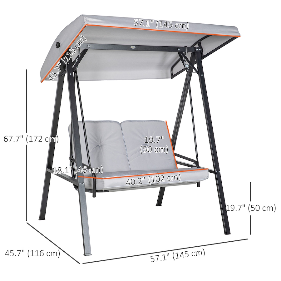 Image 987949_ALTMORE2.jpg, Product 987-949 / Price $215.99, Outsunny 2 Seater Outdoor Swing Chair Porch Swing Bench with Canopy from Outsunny on TSC.ca's Home & Garden department