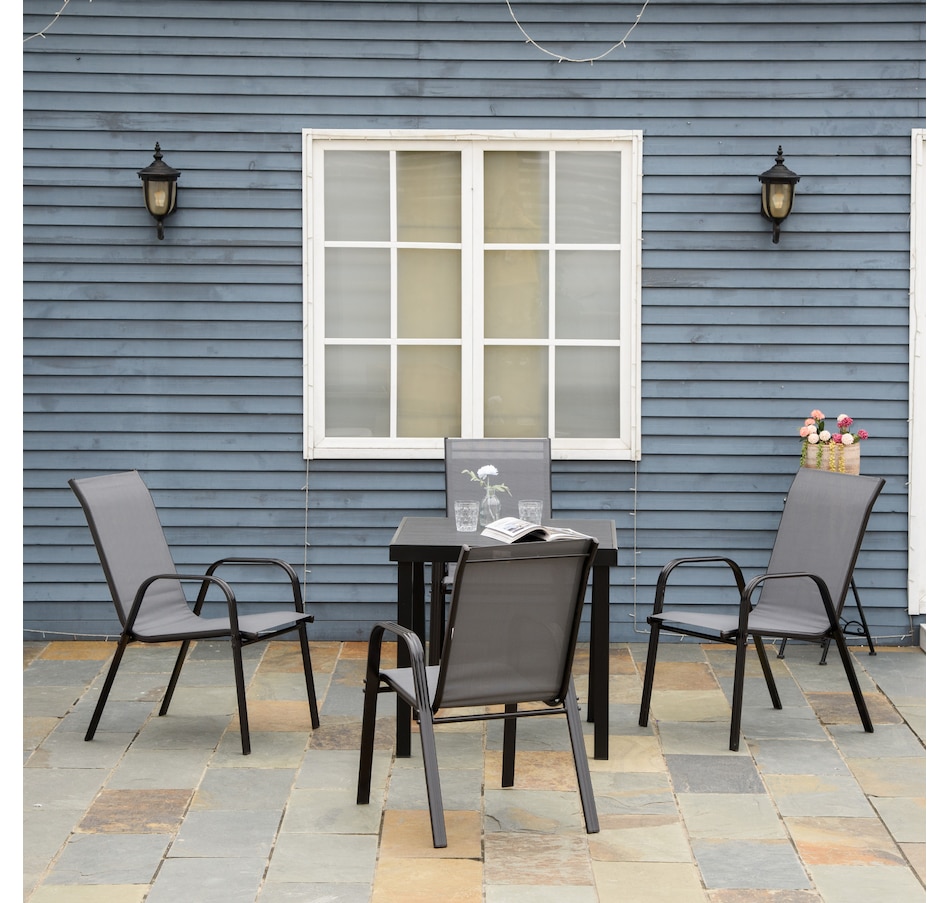 Image 987951_ALTMORE1.jpg, Product 987-951 / Price $159.99, Outsunny Set of 4 Patio Dining Chairs with Armrests for Garden, Dark Grey from Outsunny on TSC.ca's Home & Garden department