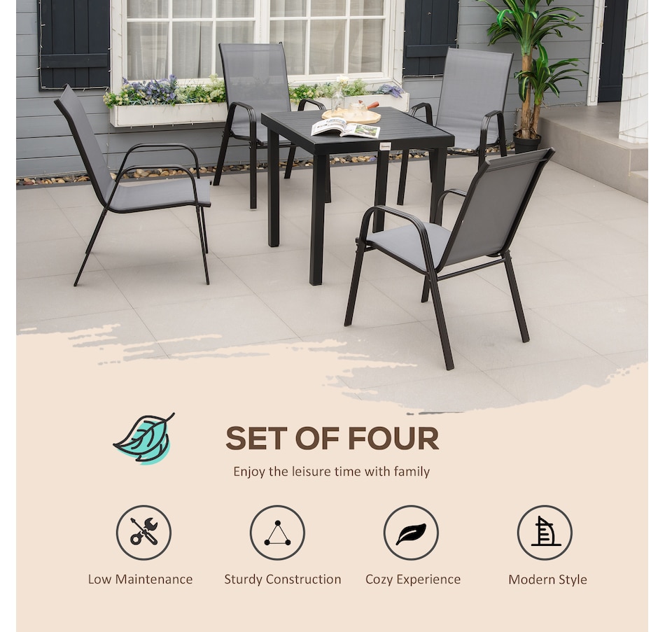 Image 987951_ALTMORE3.jpg, Product 987-951 / Price $159.99, Outsunny Set of 4 Patio Dining Chairs with Armrests for Garden, Dark Grey from Outsunny on TSC.ca's Home & Garden department