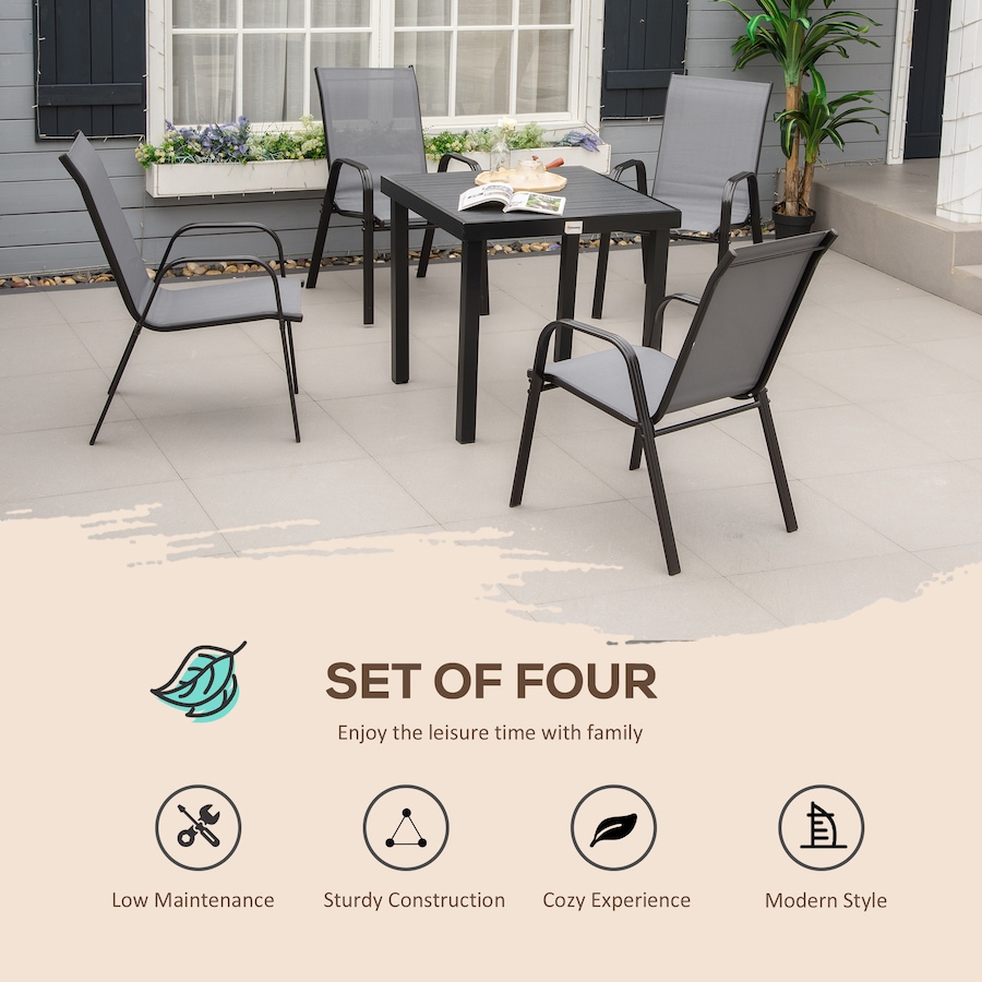 Image 987951_ALTMORE3.jpg, Product 987-951 / Price $189.99, Outsunny Set of 4 Patio Dining Chairs with Armrests for Garden, Dark Grey from Outsunny on TSC.ca's Home & Garden department