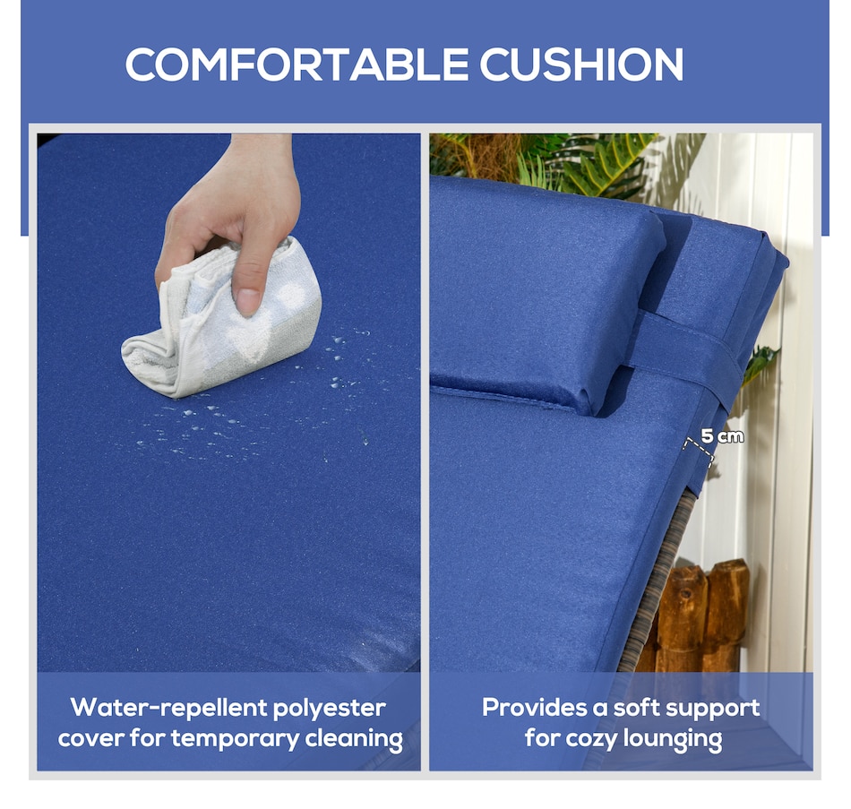 Image 987962_ALTMORE6.jpg, Product 987-962 / Price $459.99, Wicker Patio Lounger Set with Cushions, Reclining Lounger, Dark Blue from Outsunny on TSC.ca's Home & Garden department