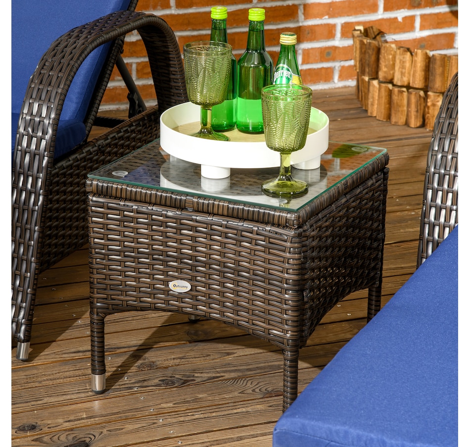 Image 987962_ALTMORE7.jpg, Product 987-962 / Price $459.99, Wicker Patio Lounger Set with Cushions, Reclining Lounger, Dark Blue from Outsunny on TSC.ca's Home & Garden department