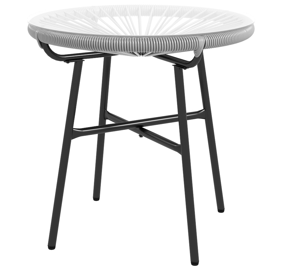 Image 987966.jpg, Product 987-966 / Price $57.99, Outsunny Rattan Side Table w/ PE Rattan and Tempered Glass Top, Grey from Outsunny on TSC.ca's Home & Garden department