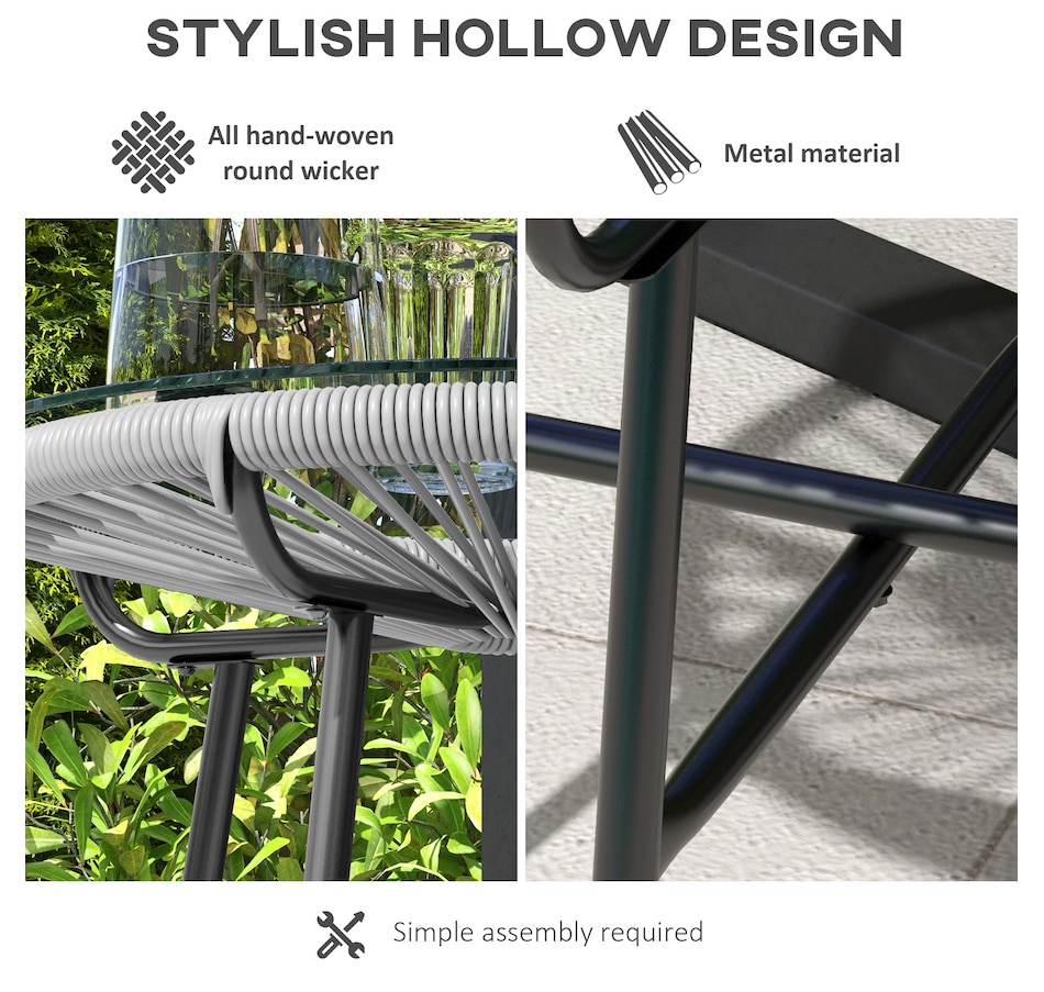 Image 987966_ALTMORE4.jpg, Product 987-966 / Price $57.99, Outsunny Rattan Side Table w/ PE Rattan and Tempered Glass Top, Grey from Outsunny on TSC.ca's Home & Garden department
