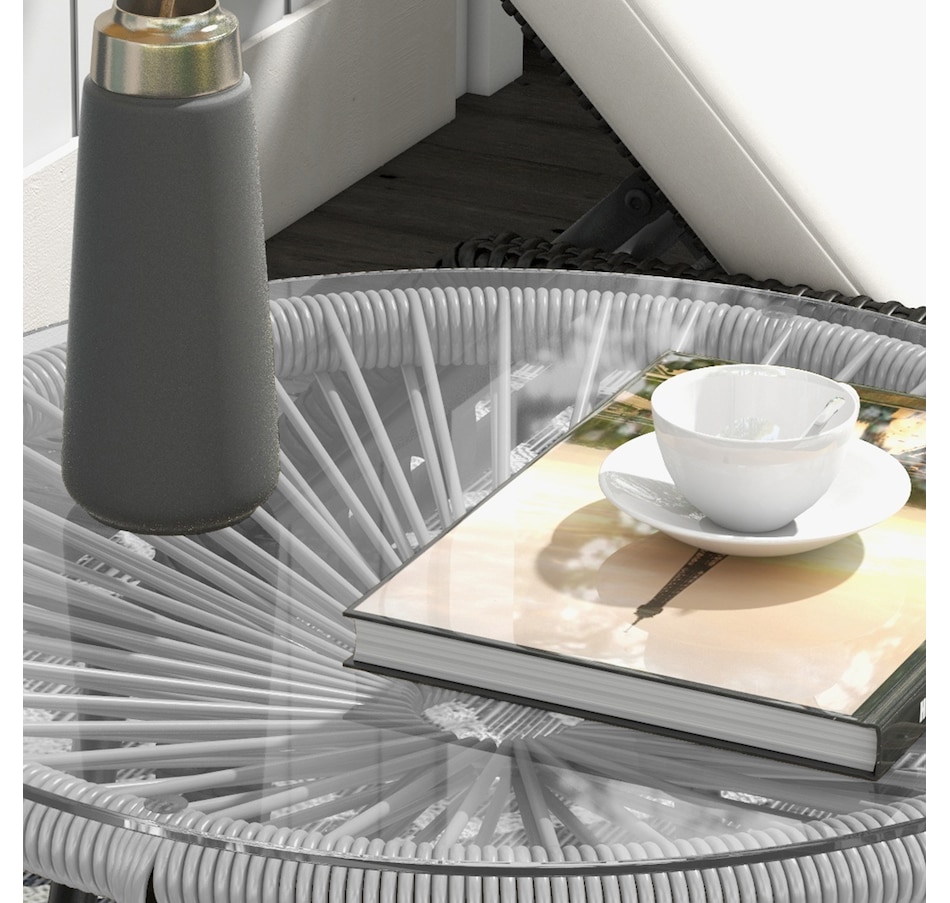 Image 987966_ALTMORE8.jpg, Product 987-966 / Price $57.99, Outsunny Rattan Side Table w/ PE Rattan and Tempered Glass Top, Grey from Outsunny on TSC.ca's Home & Garden department