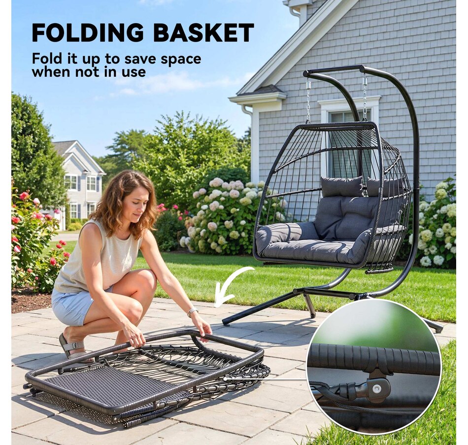 Image 987969_ALTMORE11.jpg, Product 987-969 / Price $359.99, Outsunny Double Hanging Egg Chair, Foldable Hammock Chair, Dark Grey from Outsunny on TSC.ca's Home & Garden department