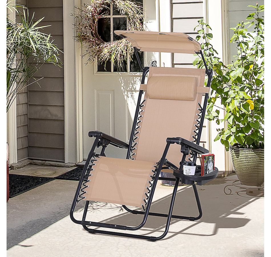 Image 987977_ALTMORE1.jpg, Product 987-977 / Price $89.99, Outsunny Foldable Lounge Chair with Canopy Shade, Side Tray, Cup Holder from Outsunny on TSC.ca's Home & Garden department