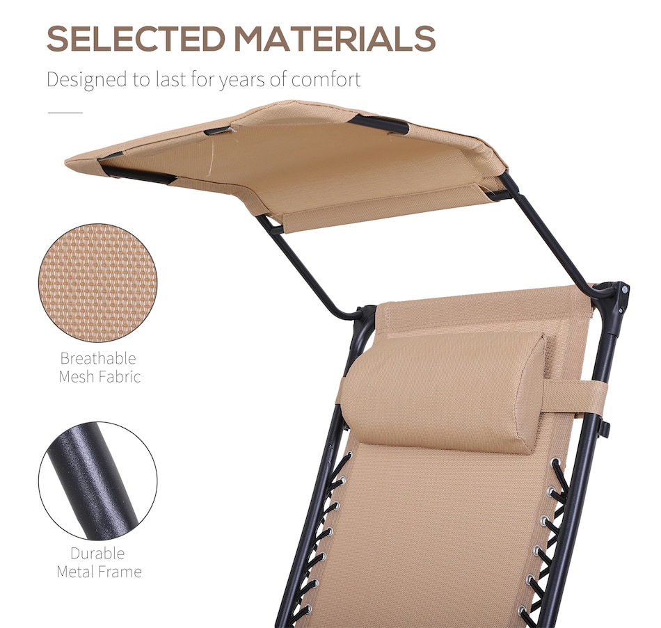 Image 987977_ALTMORE4.jpg, Product 987-977 / Price $89.99, Outsunny Foldable Lounge Chair with Canopy Shade, Side Tray, Cup Holder from Outsunny on TSC.ca's Home & Garden department