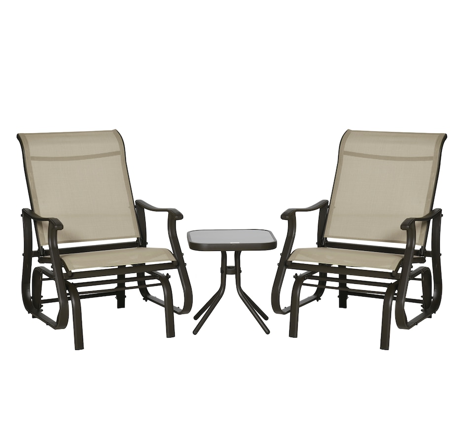 Image 987986.jpg, Product 987-986 / Price $254.99, Outsunny 3PCs Glider Rocking Chairs with Table for Patio Garden, Mixed Grey from Outsunny on TSC.ca's Home & Garden department