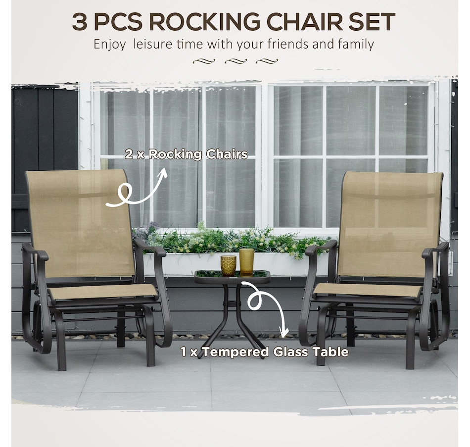 Image 987986_ALTMORE3.jpg, Product 987-986 / Price $254.99, Outsunny 3PCs Glider Rocking Chairs with Table for Patio Garden, Mixed Grey from Outsunny on TSC.ca's Home & Garden department