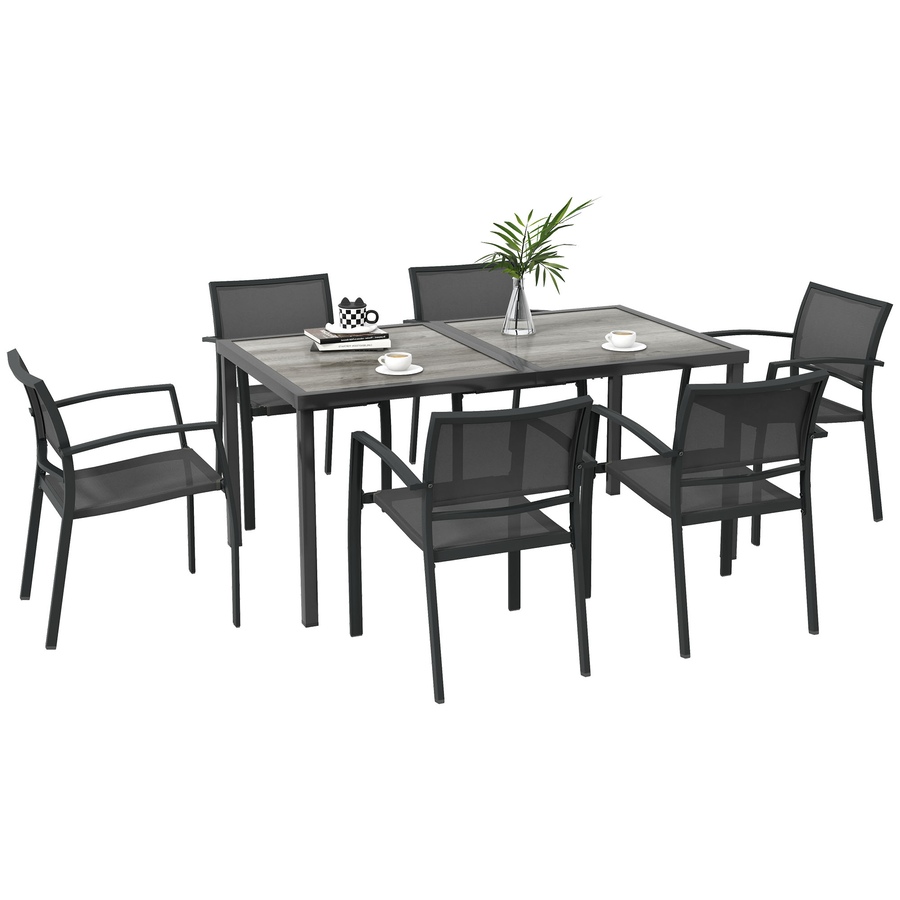 Image 987987.jpg, Product 987-987 / Price $534.99, Outsunny 7 Pieces Patio Dining Set for 6 with Stackable Chairs for Garden from Outsunny on TSC.ca's Home & Garden department