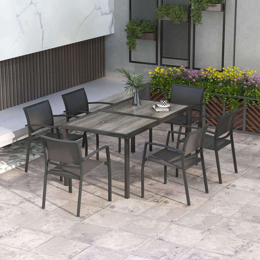 Image 987987_ALTMORE1.jpg, Product 987-987 / Price $534.99, Outsunny 7 Pieces Patio Dining Set for 6 with Stackable Chairs for Garden from Outsunny on TSC.ca's Home & Garden department