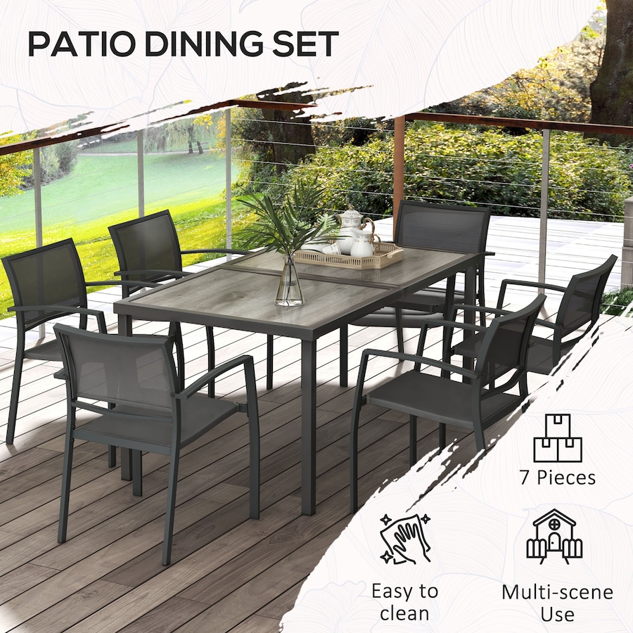 Image 987987_ALTMORE5.jpg, Product 987-987 / Price $534.99, Outsunny 7 Pieces Patio Dining Set for 6 with Stackable Chairs for Garden from Outsunny on TSC.ca's Home & Garden department