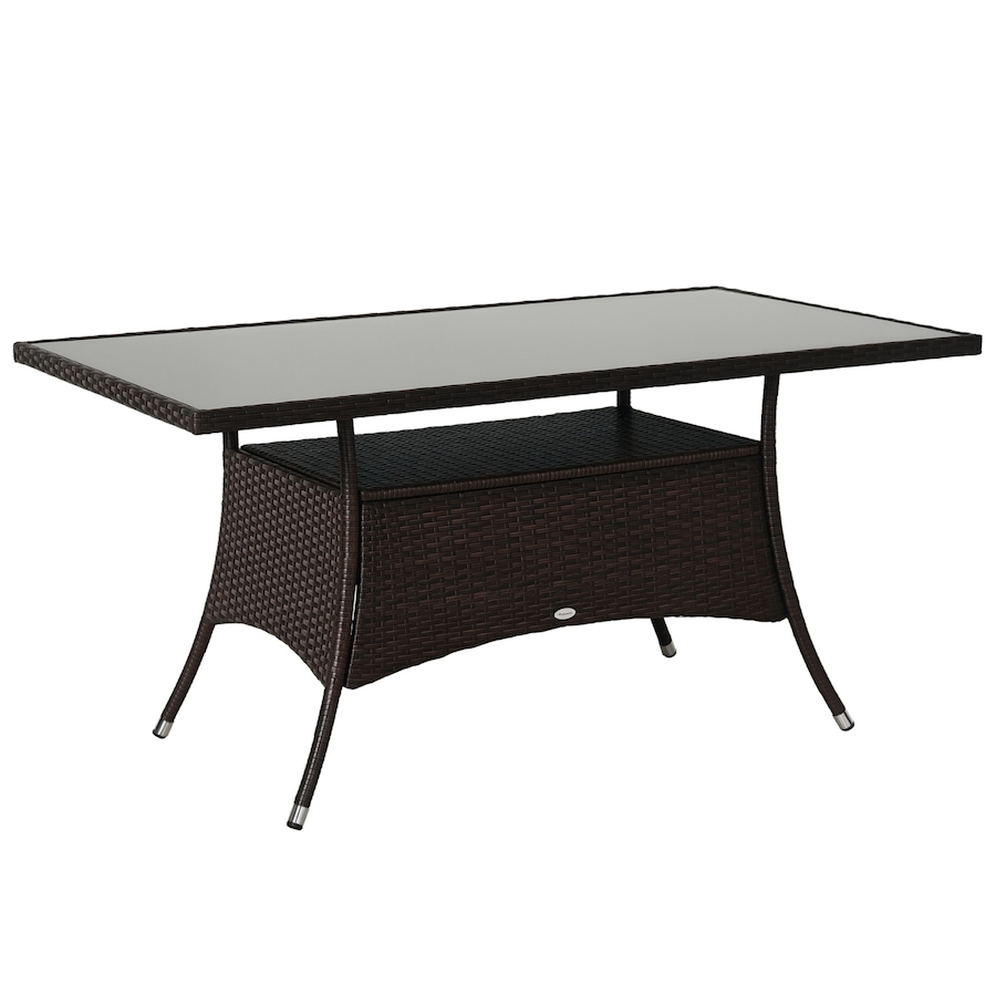 Image 987991.jpg, Product 987-991 / Price $289.99, Outsunny Patio Rattan Dining Table with Tempered Glass Top, Storage Shelf from Outsunny on TSC.ca's Home & Garden department