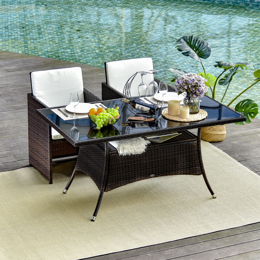 Image 987991_ALTMORE1.jpg, Product 987-991 / Price $289.99, Outsunny Patio Rattan Dining Table with Tempered Glass Top, Storage Shelf from Outsunny on TSC.ca's Home & Garden department